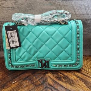 NWT Badgley Mischka Quilted Chain Shoulder Bag – Aqua/Turquoise